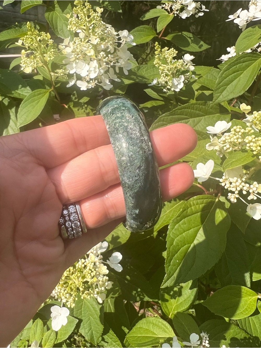 Moss (6) agate bangle | crystal